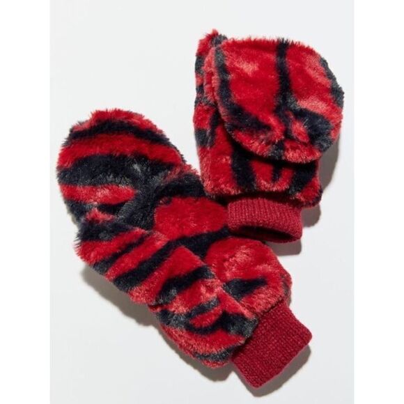 New Urban Outfitters Knox Printed Faux Fur Mitten - Picture 2 of 5